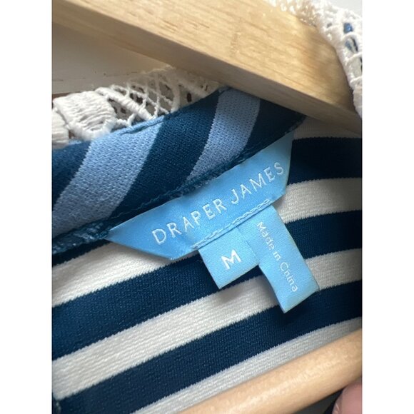 Draper James Blue Striped Lace Collar A-Line Knit Dress - Picture 6 of 9